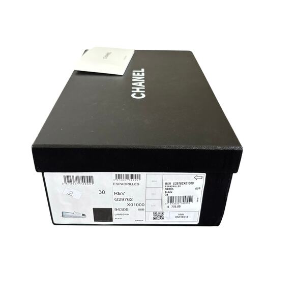 Chanel Interlocking CC Cap Toe Espadrille Shoes Black Leather Flats Size EU 38 - Picture 16 of 16